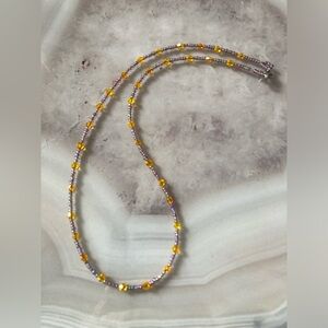✨Handmade Sparkly Beaded Necklace in Topaz Orange and Purple